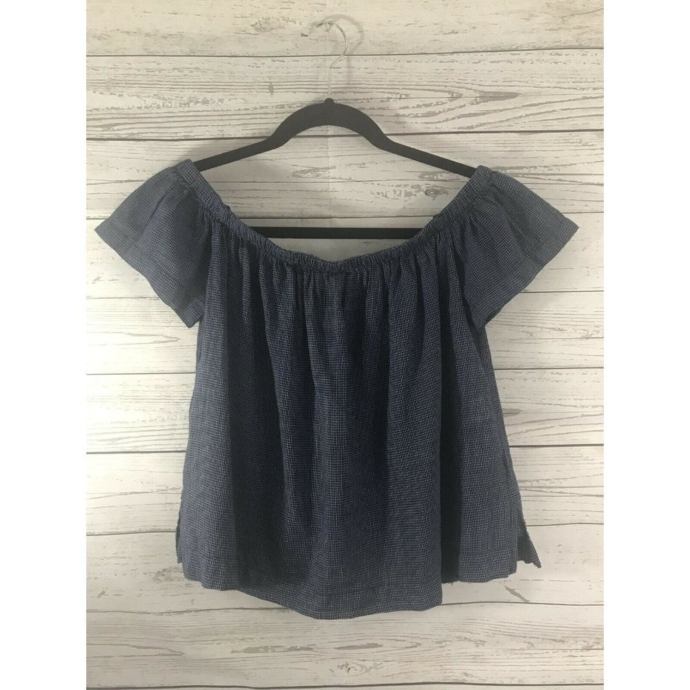 Anthropologie Cloth & Stone Gauze Blue Off Shoulde